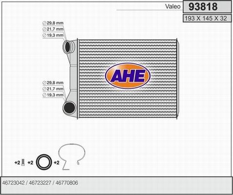 AHE 93818 - Scambiatore calore, Riscaldamento abitacolo autozon.pro