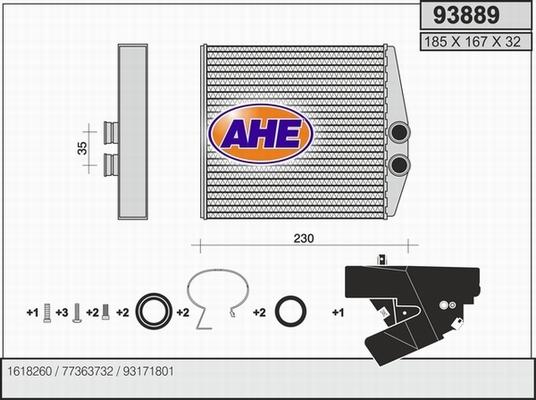 AHE 93889 - Scambiatore calore, Riscaldamento abitacolo autozon.pro