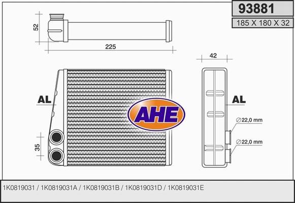 AHE 93881 - Scambiatore calore, Riscaldamento abitacolo autozon.pro