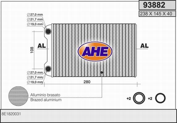 AHE 93882 - Scambiatore calore, Riscaldamento abitacolo autozon.pro