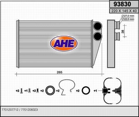 AHE 93830 - Scambiatore calore, Riscaldamento abitacolo autozon.pro