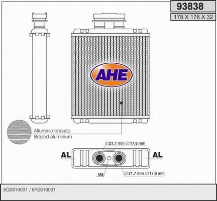 AHE 93838 - Scambiatore calore, Riscaldamento abitacolo autozon.pro