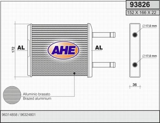 AHE 93826 - Scambiatore calore, Riscaldamento abitacolo autozon.pro