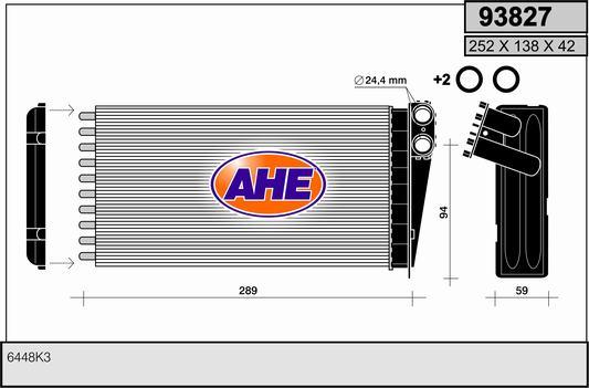 AHE 93827 - Scambiatore calore, Riscaldamento abitacolo autozon.pro