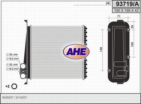 AHE 93719/A - Scambiatore calore, Riscaldamento abitacolo autozon.pro