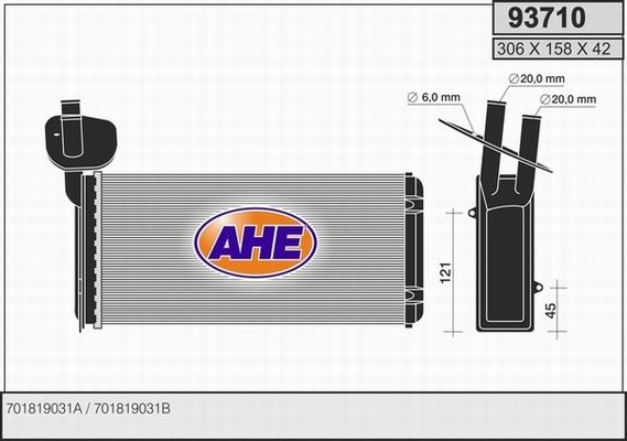 AHE 93710 - Scambiatore calore, Riscaldamento abitacolo autozon.pro