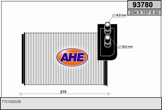 AHE 93780 - Scambiatore calore, Riscaldamento abitacolo autozon.pro