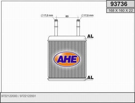 AHE 93736 - Scambiatore calore, Riscaldamento abitacolo autozon.pro