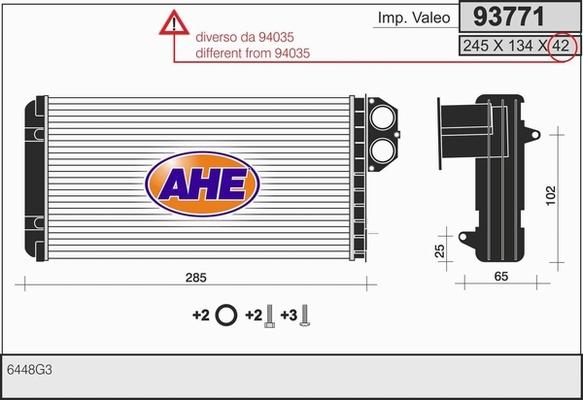 AHE 93771 - Scambiatore calore, Riscaldamento abitacolo autozon.pro