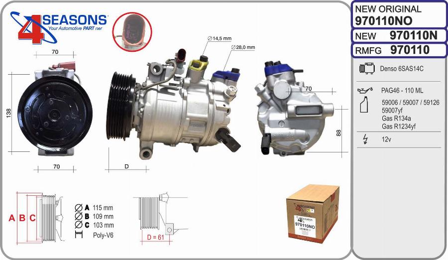 AHE 970110NO - Compressore, Climatizzatore autozon.pro