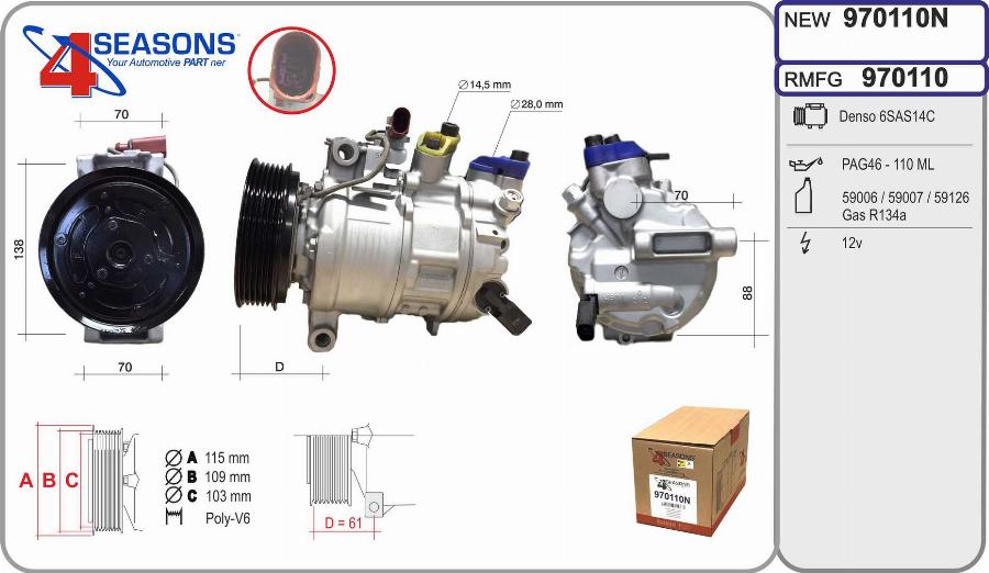 AHE 970110N - Compressore, Climatizzatore autozon.pro