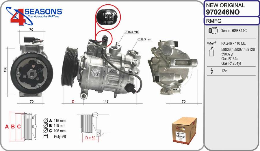 AHE 970246NO - Compressore, Climatizzatore autozon.pro