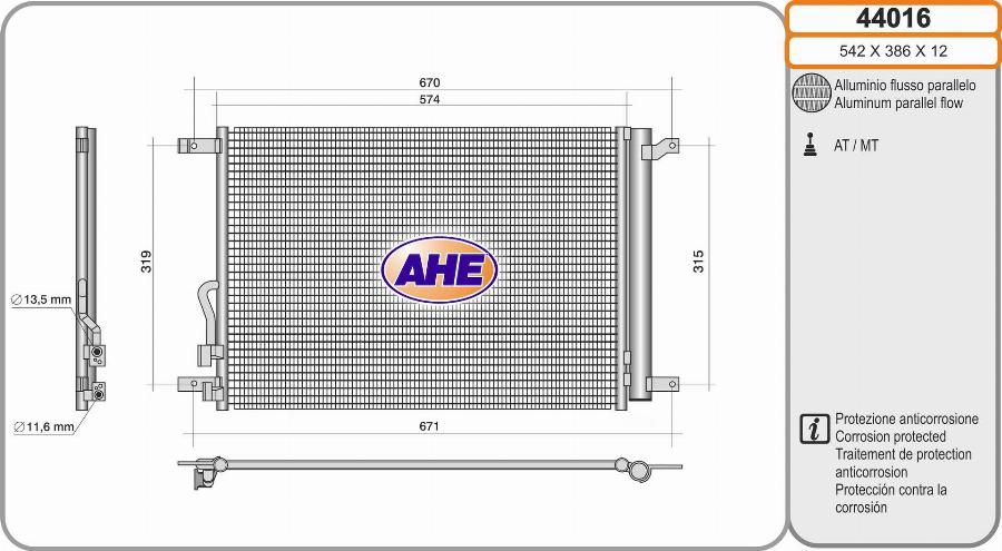 AHE 44016 - Condensatore, Climatizzatore autozon.pro