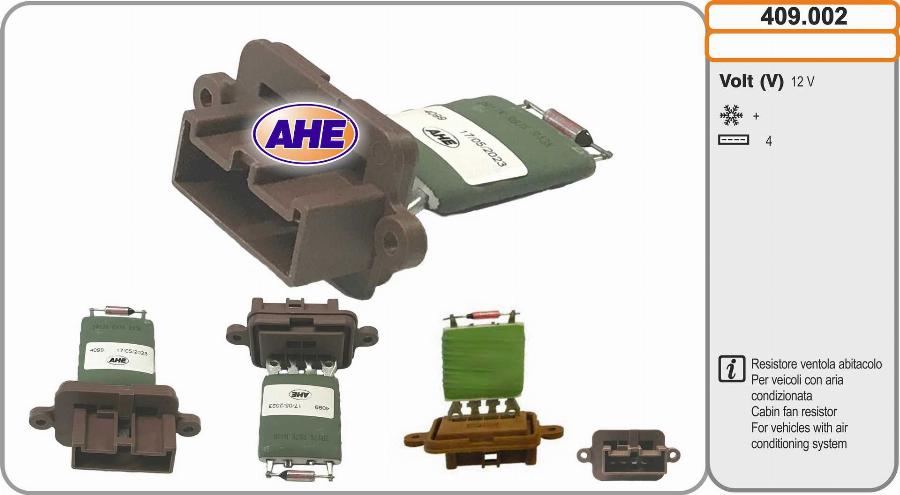 AHE 409.002 - Resistore addizionale, Elettromotore-Ventola radiatore autozon.pro