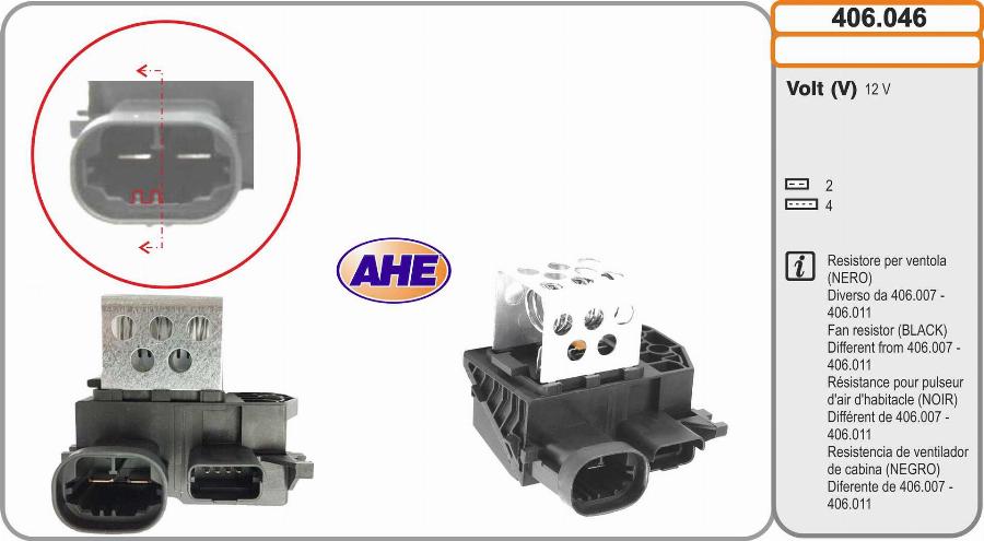 AHE 406.046 - Resistore addizionale, Elettromotore-Ventola radiatore autozon.pro