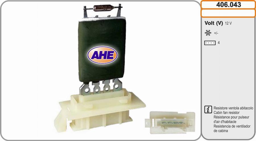 AHE 406.043 - Resistore addizionale, Elettromotore-Ventola radiatore autozon.pro