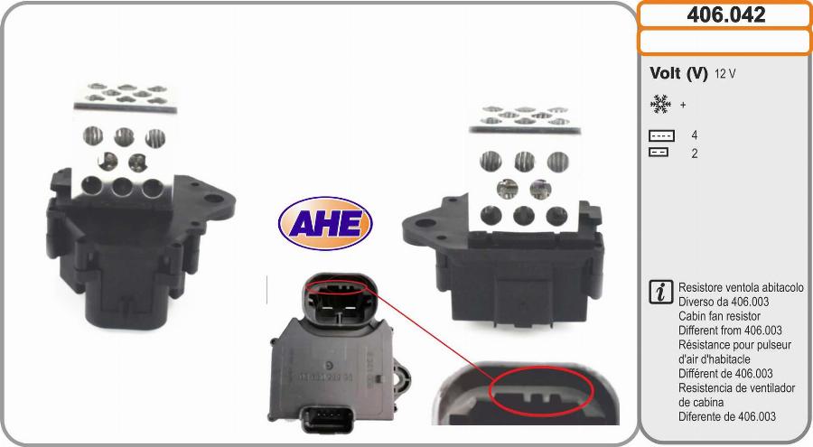 AHE 406.042 - Resistore addizionale, Elettromotore-Ventola radiatore autozon.pro