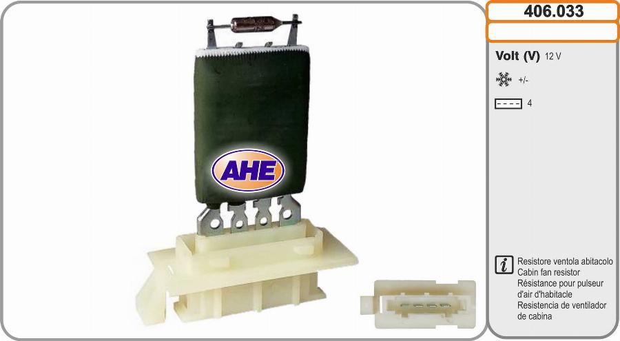 AHE 406.033 - Resistore addizionale, Elettromotore-Ventola radiatore autozon.pro