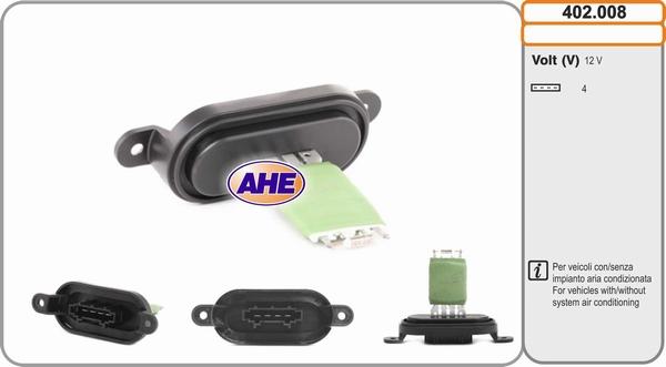 AHE 402.008 - Resistore addizionale, Elettromotore-Ventola radiatore autozon.pro