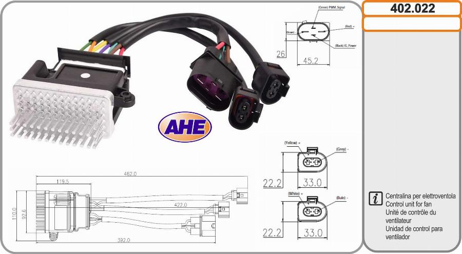 AHE 402.022 - Centralina, Ventola elettr. (Raffreddamento motore) autozon.pro