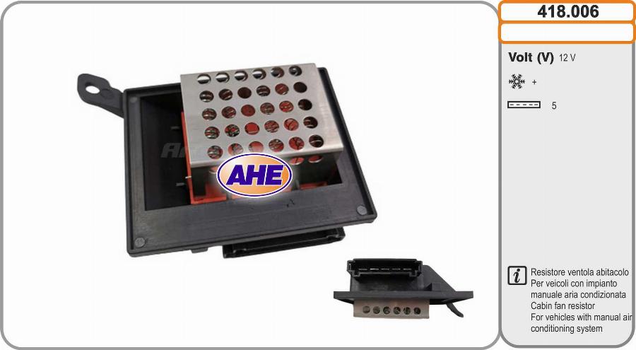 AHE 418.006 - Resistore addizionale, Elettromotore-Ventola radiatore autozon.pro