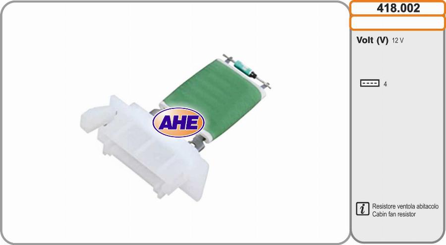 AHE 418.002 - Resistore addizionale, Elettromotore-Ventola radiatore autozon.pro