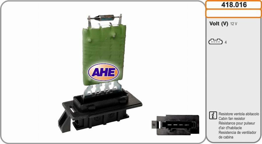 AHE 418.016 - Resistore addizionale, Elettromotore-Ventola radiatore autozon.pro