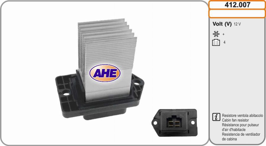 AHE 412.007 - Resistore addizionale, Elettromotore-Ventola radiatore autozon.pro