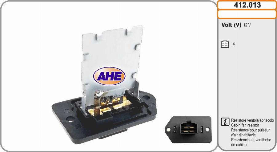 AHE 412.013 - Resistore addizionale, Elettromotore-Ventola radiatore autozon.pro