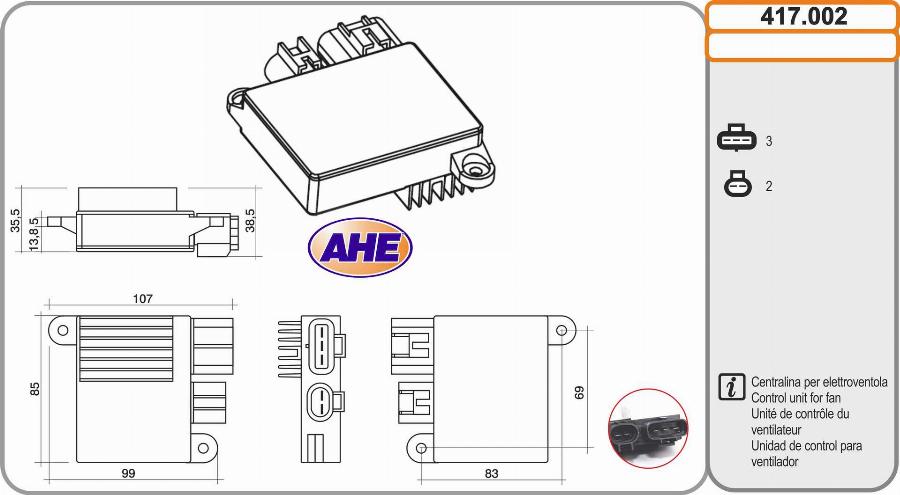 AHE 417.002 - Centralina, Ventola elettr. (Raffreddamento motore) autozon.pro