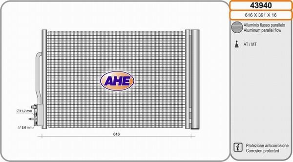 AHE 43940 - Condensatore, Climatizzatore autozon.pro