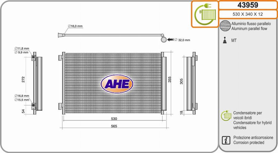 AHE 43959 - Condensatore, Climatizzatore autozon.pro