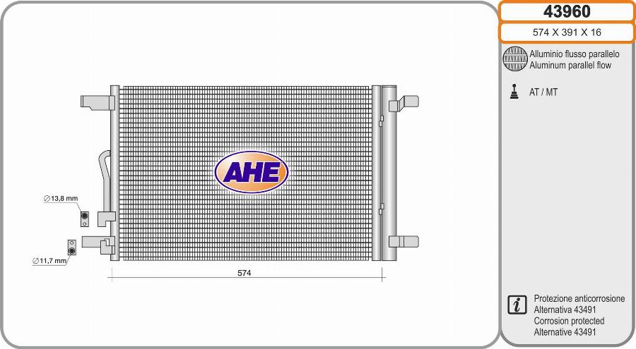 AHE 43960 - Condensatore, Climatizzatore autozon.pro