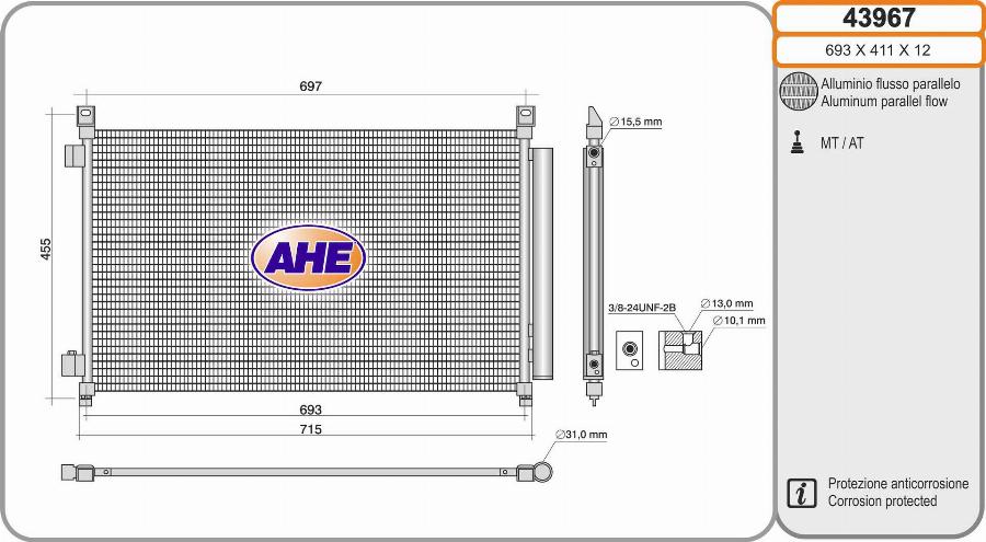 AHE 43967 - Condensatore, Climatizzatore autozon.pro