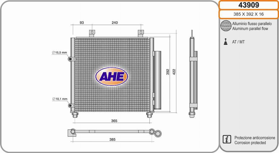 AHE 43909 - Condensatore, Climatizzatore autozon.pro