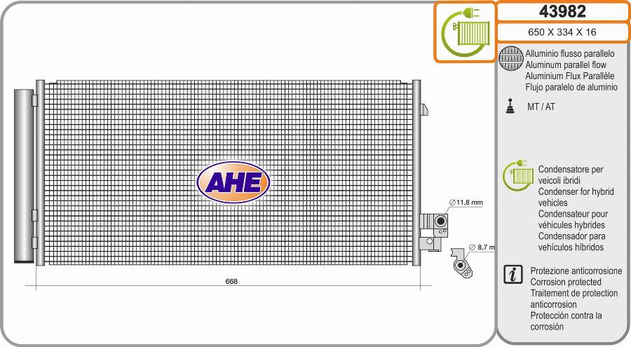 AHE 43982 - Condensatore, Climatizzatore autozon.pro