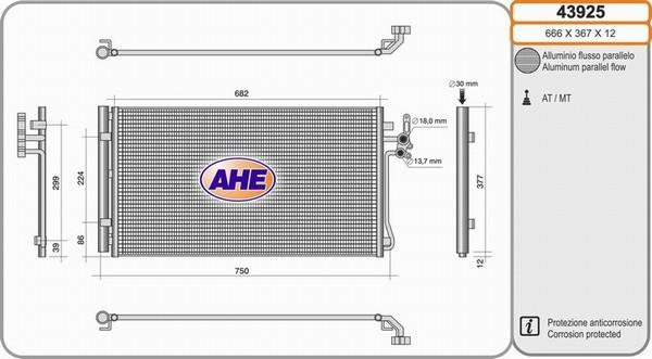 AHE 43925 - Condensatore, Climatizzatore autozon.pro