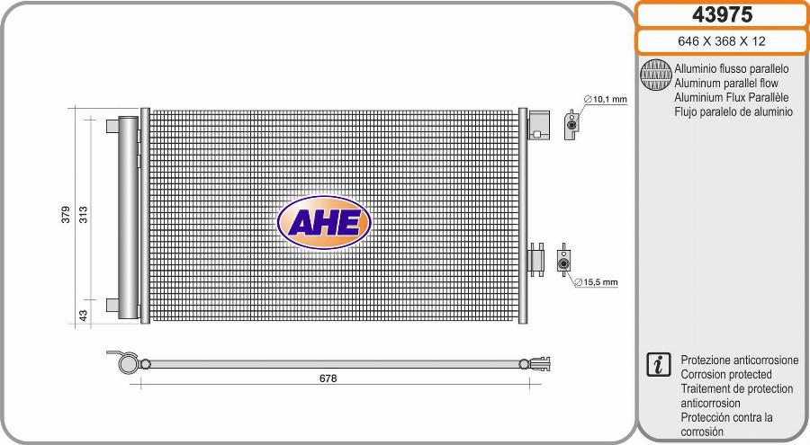 AHE 43975 - Condensatore, Climatizzatore autozon.pro