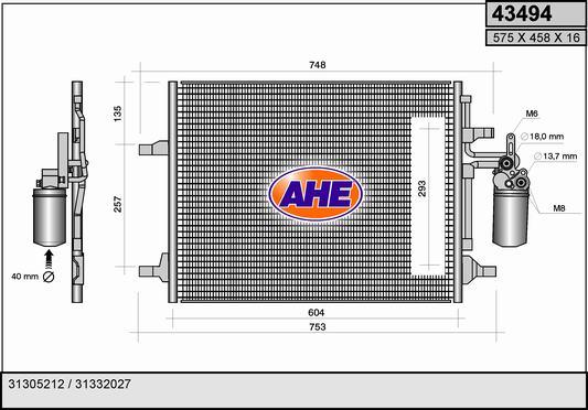 AHE 43494 - Condensatore, Climatizzatore autozon.pro