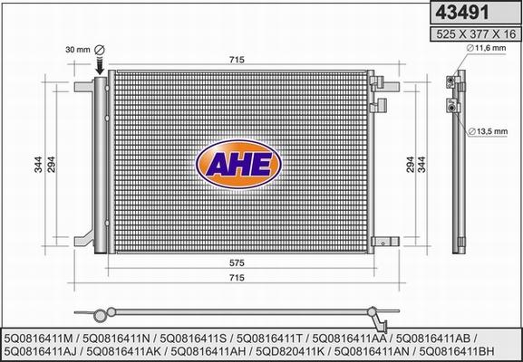 AHE 43491 - Condensatore, Climatizzatore autozon.pro