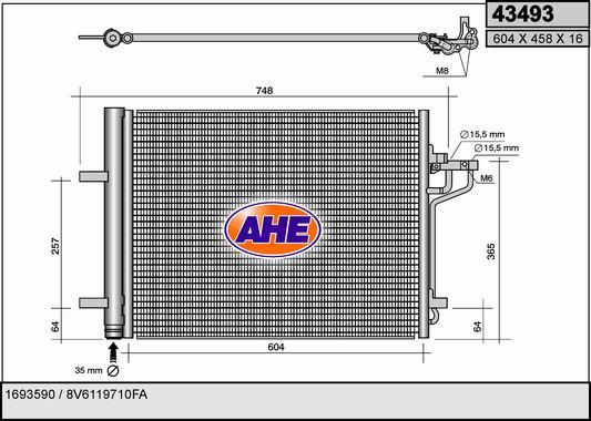 AHE 43493 - Condensatore, Climatizzatore autozon.pro