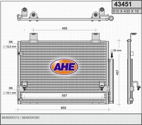 AHE 43451 - Condensatore, Climatizzatore autozon.pro