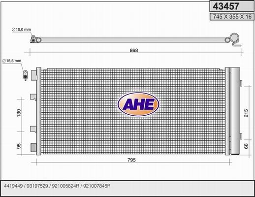 AHE 43457 - Condensatore, Climatizzatore autozon.pro