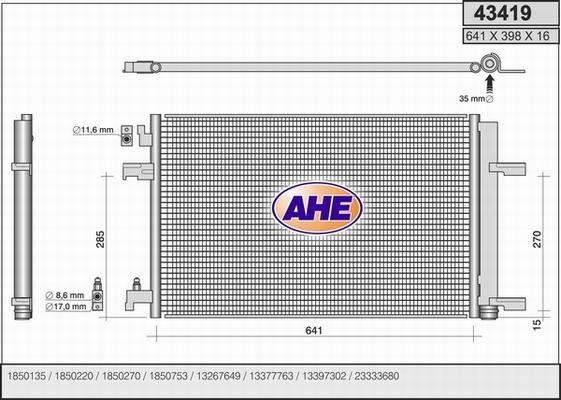 AHE 43419 - Condensatore, Climatizzatore autozon.pro