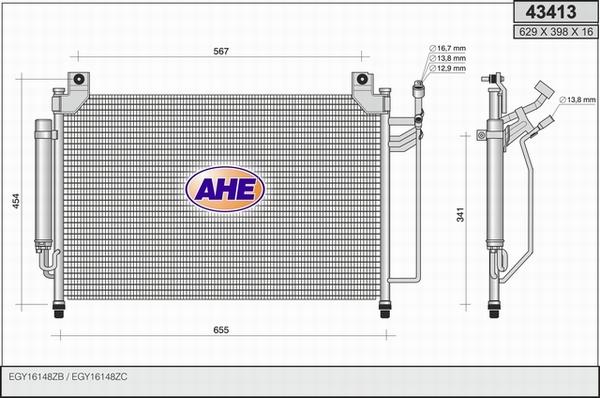 AHE 43413 - Condensatore, Climatizzatore autozon.pro