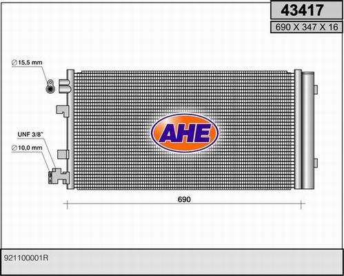 AHE 43417 - Condensatore, Climatizzatore autozon.pro