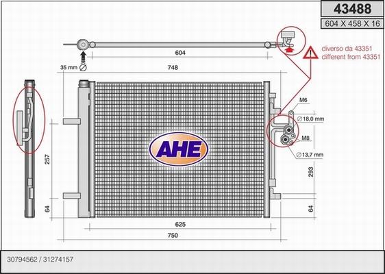 AHE 43488 - Condensatore, Climatizzatore autozon.pro