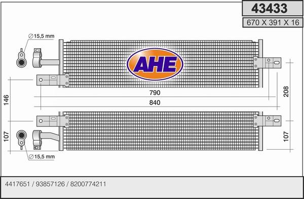 AHE 43433 - Condensatore, Climatizzatore autozon.pro