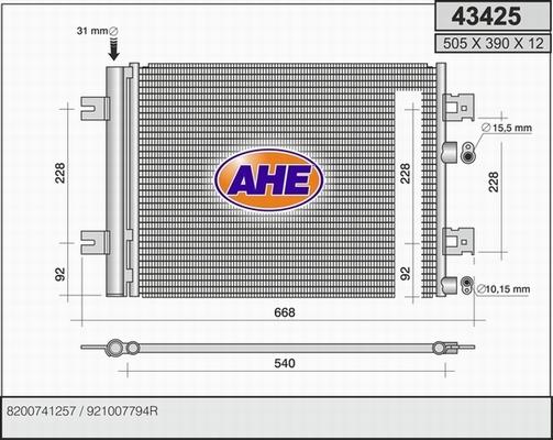 AHE 43425 - Condensatore, Climatizzatore autozon.pro