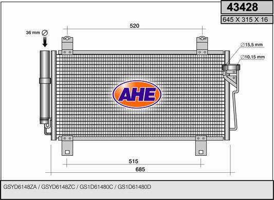 AHE 43428 - Condensatore, Climatizzatore autozon.pro